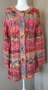 Sundance Multi-Colored Stripped Knit Button-Up Cardigan Small